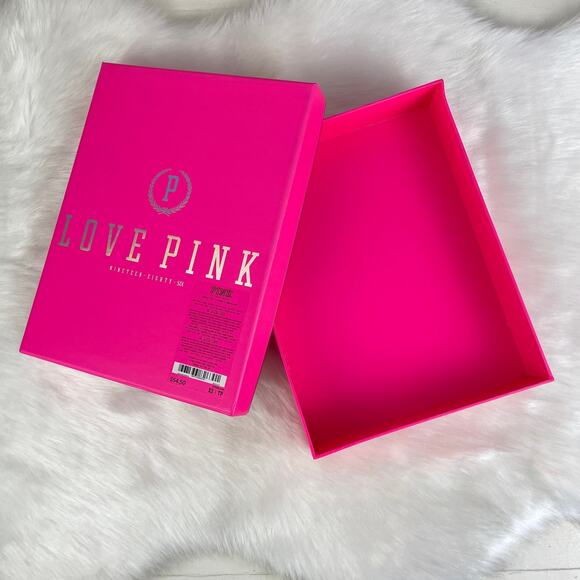 Victoria’s Secret PINK Gift Decor Storage Box Silver Holographic Logo - Picture 7 of 16